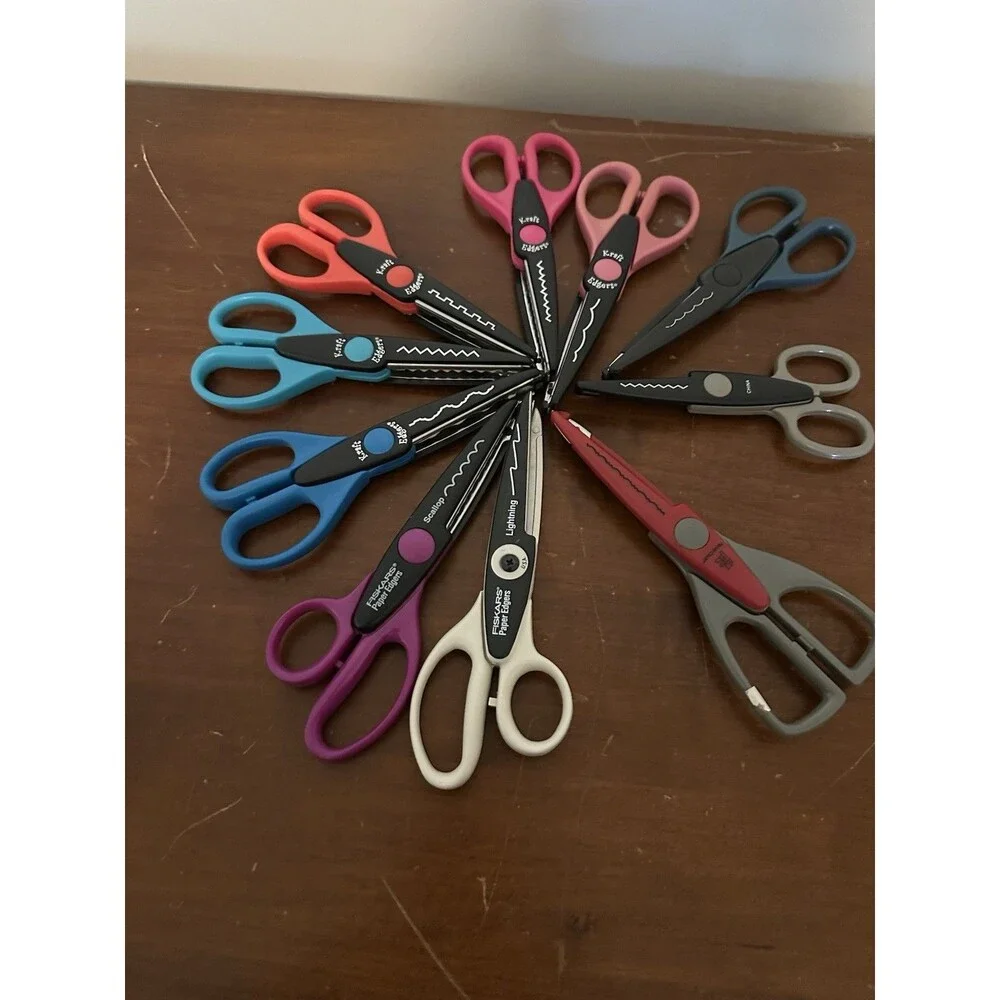Lot of 10 KRAFT Edgers Scissors Fiskers No Brand Mixed Crafting Scrapbook Etc